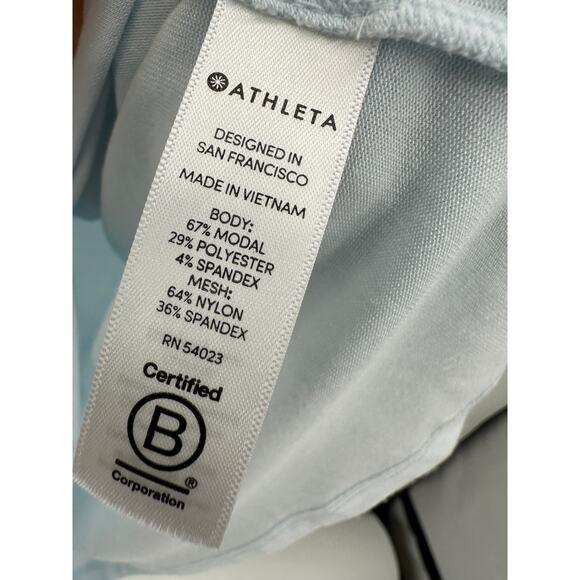 Athleta Women Cloudlight Hybrid Tee Sky Blue Modal Blend T-Shirt Size M Light - Picture 8 of 9